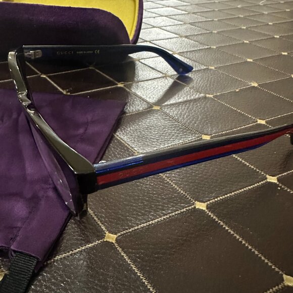 Authentic Gucci GG0005OZ 001 Eyeglass Frames — Black, Navy blue with Red Stripes - Picture 13 of 14